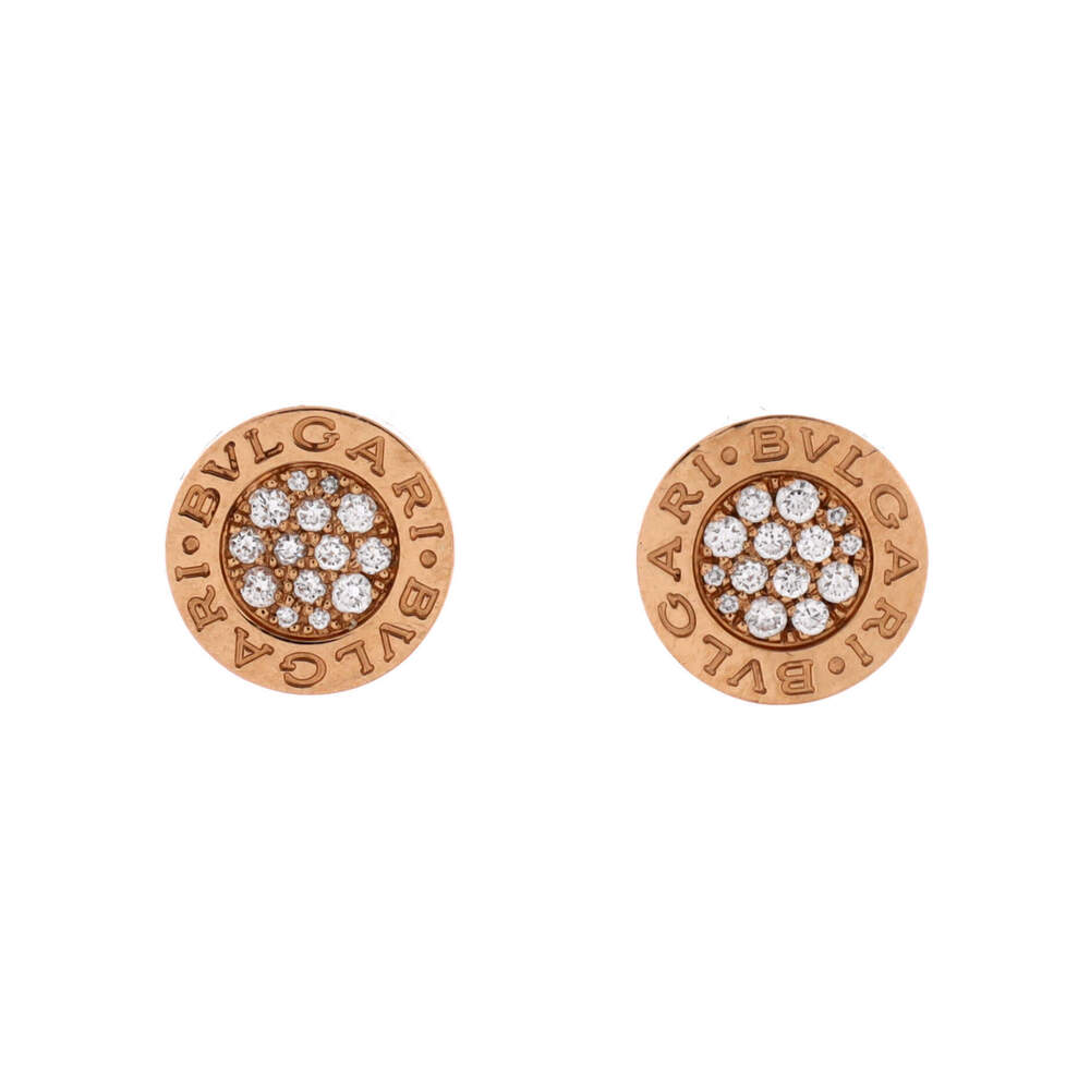 Bvlgari Bvlgari Bvlgari Stud Earrings 18K Rose Gold and Diamonds
